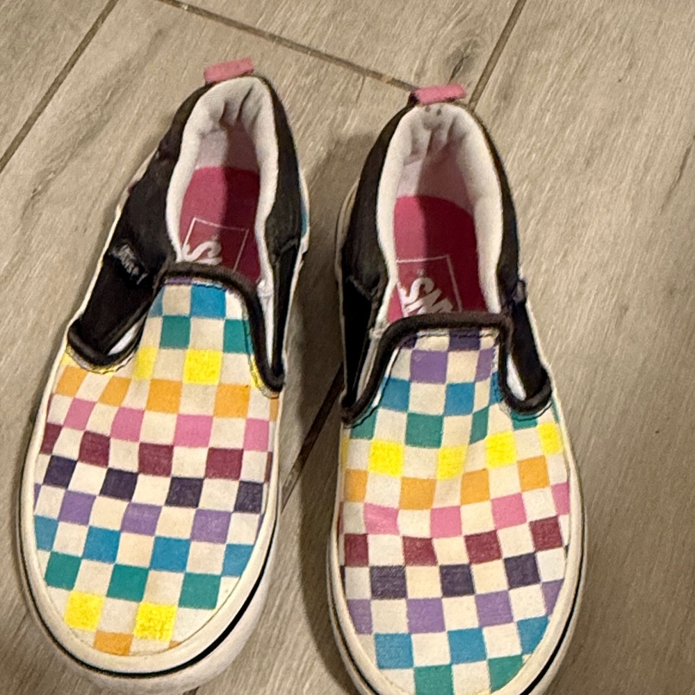 Vans Kids' Colorful Checkered Slip-On Sneakers